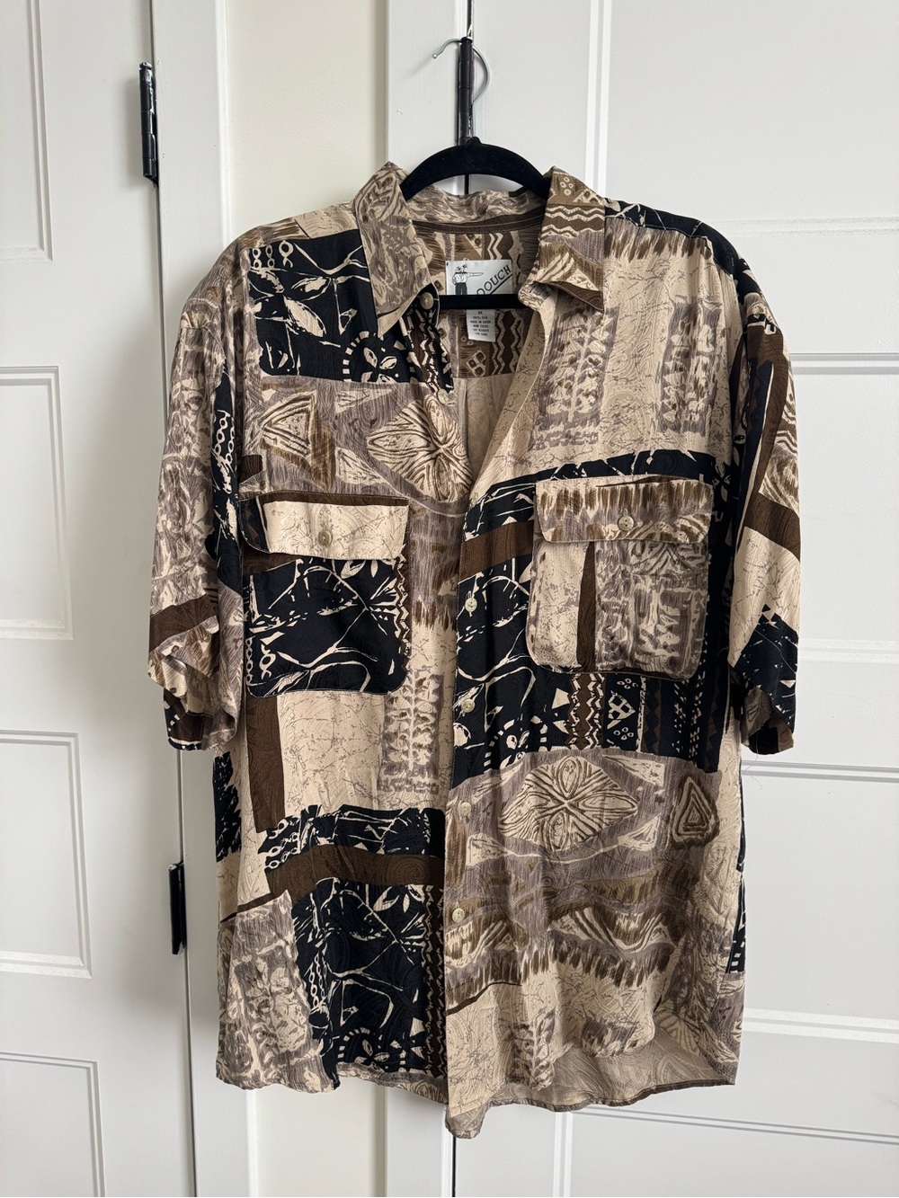 Goouch Vintage Casual Button Down Short Sleeve Hawaiian Shirt | 100% Silk